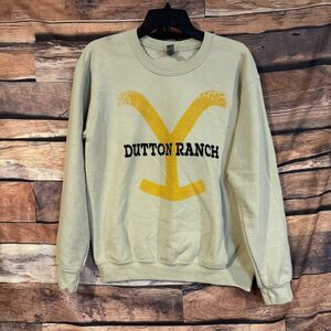 Gildan Dutton Ranch Yellowstone TV Show Crewneck Sweatshirt Men's Beige Small